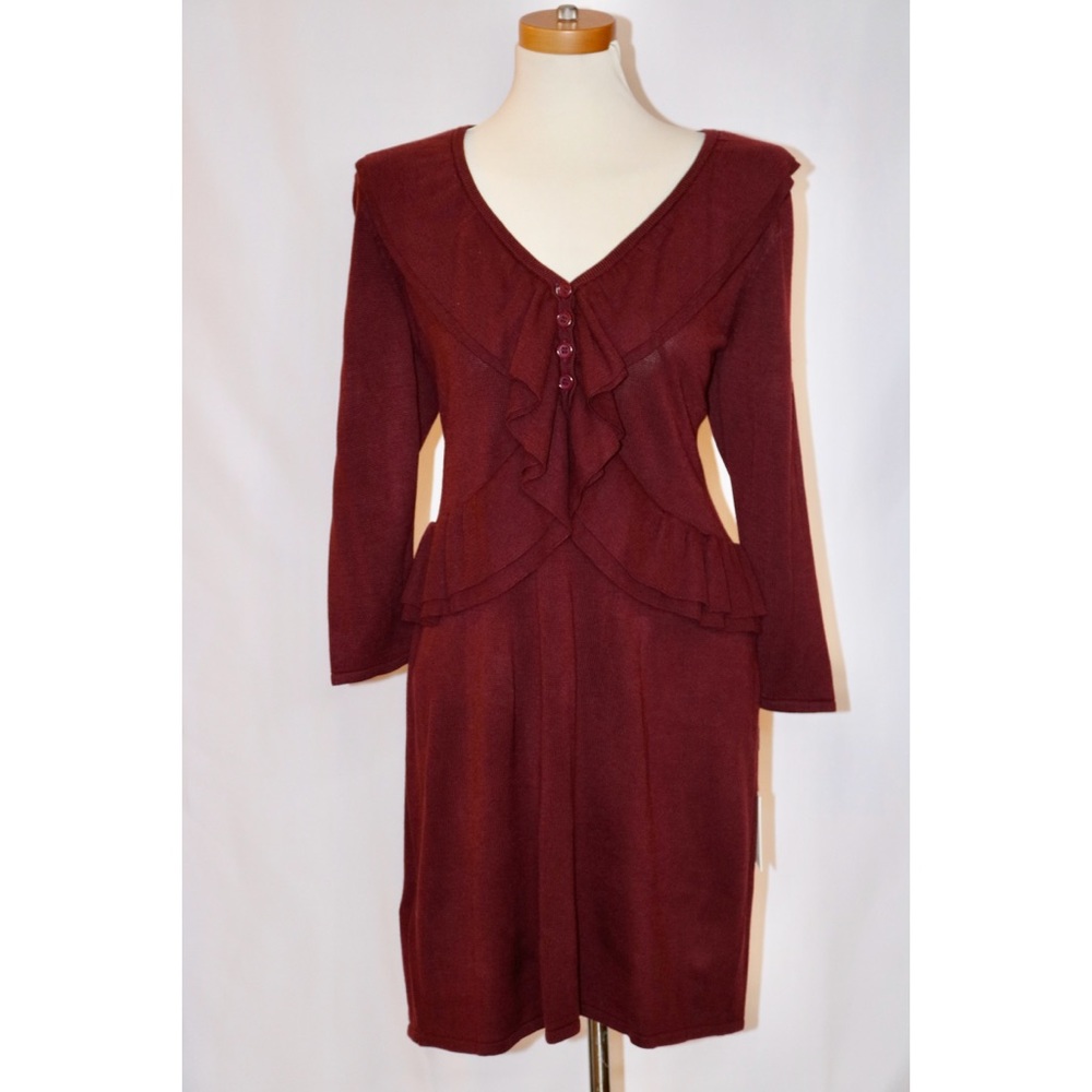 New - Calvin Klein - Burgandy Sweather Dress